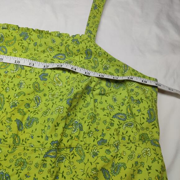 Vtg 90s Venezia Lime Green Paisley Ruffle Square Neck Cotton Dress 18 Clueless - Picture 8 of 11